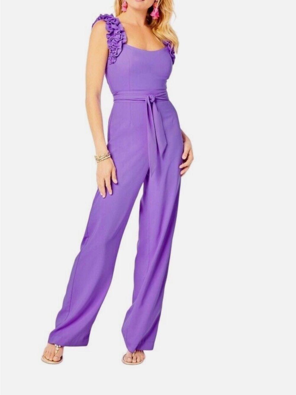 Lilly Pulitzer Lavender Sleeveless Jumpsuit with Tie Waist